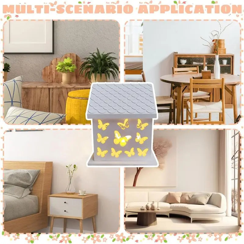 LIKE WISH 1 Set 3D House Silicone Molds For Resin Concrete Butterfly House Candle Holder Mold House Shaped Decoration Ornaments Oasis Select