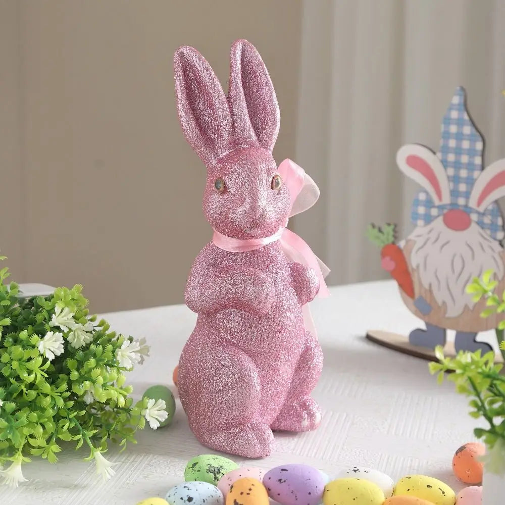 Colorful Foam Easter Bunny Figurine with Ribbon | 22cm Ornament