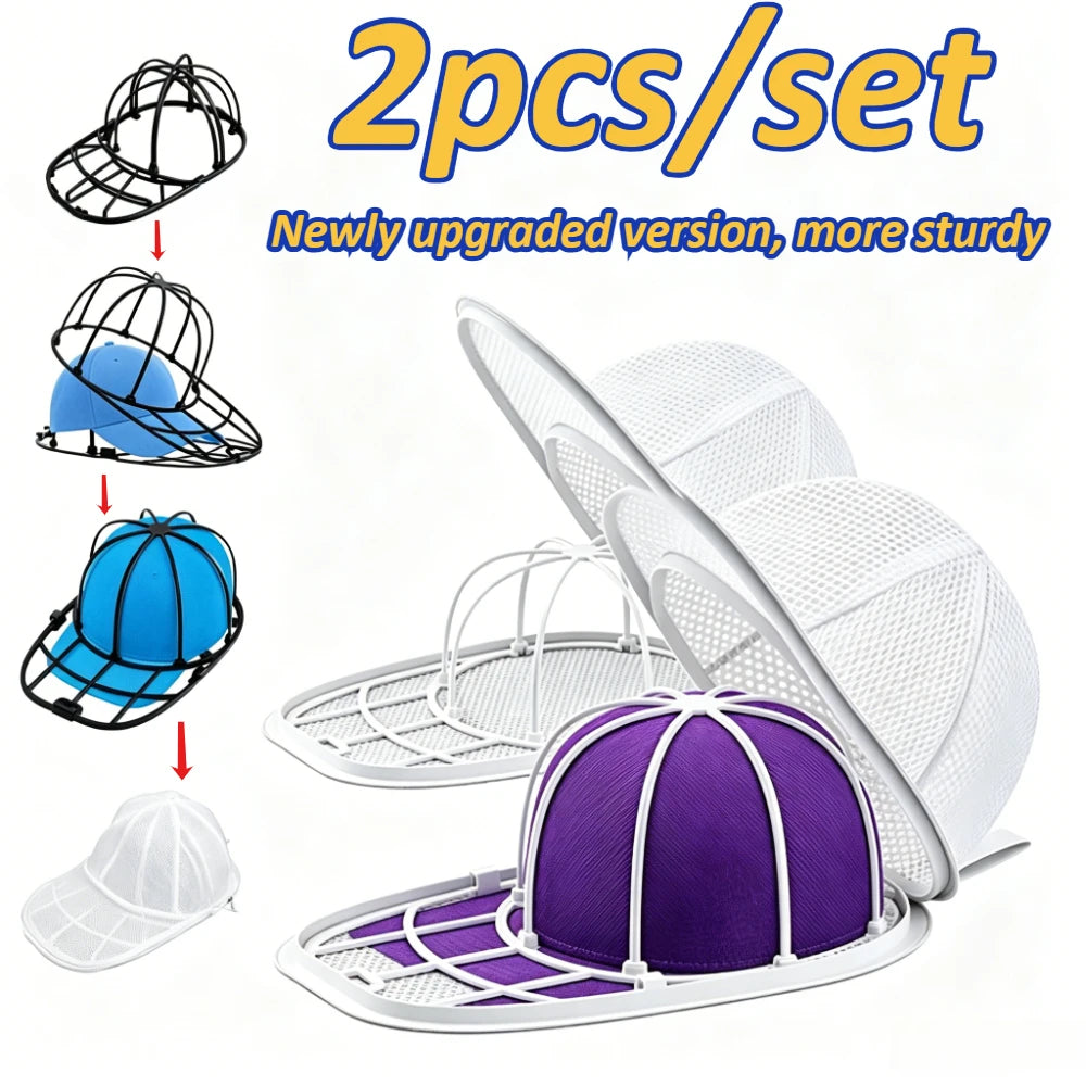 Upgraded 2-Layer Hat Washing Cage + Mesh Laundry Bag Set, Anti-Deformation Baseball Cap Washer Protector Frame, Machine Washable Oasis Select