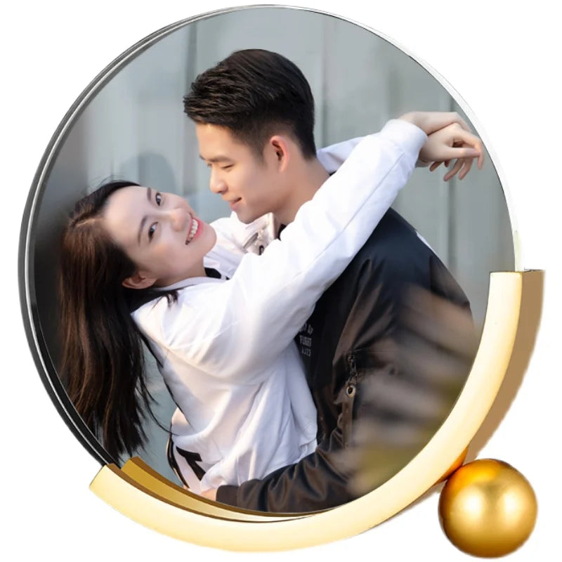 Round crystal photo set table custom wedding dress children baby growth record diy metal photo frame Oasis Select