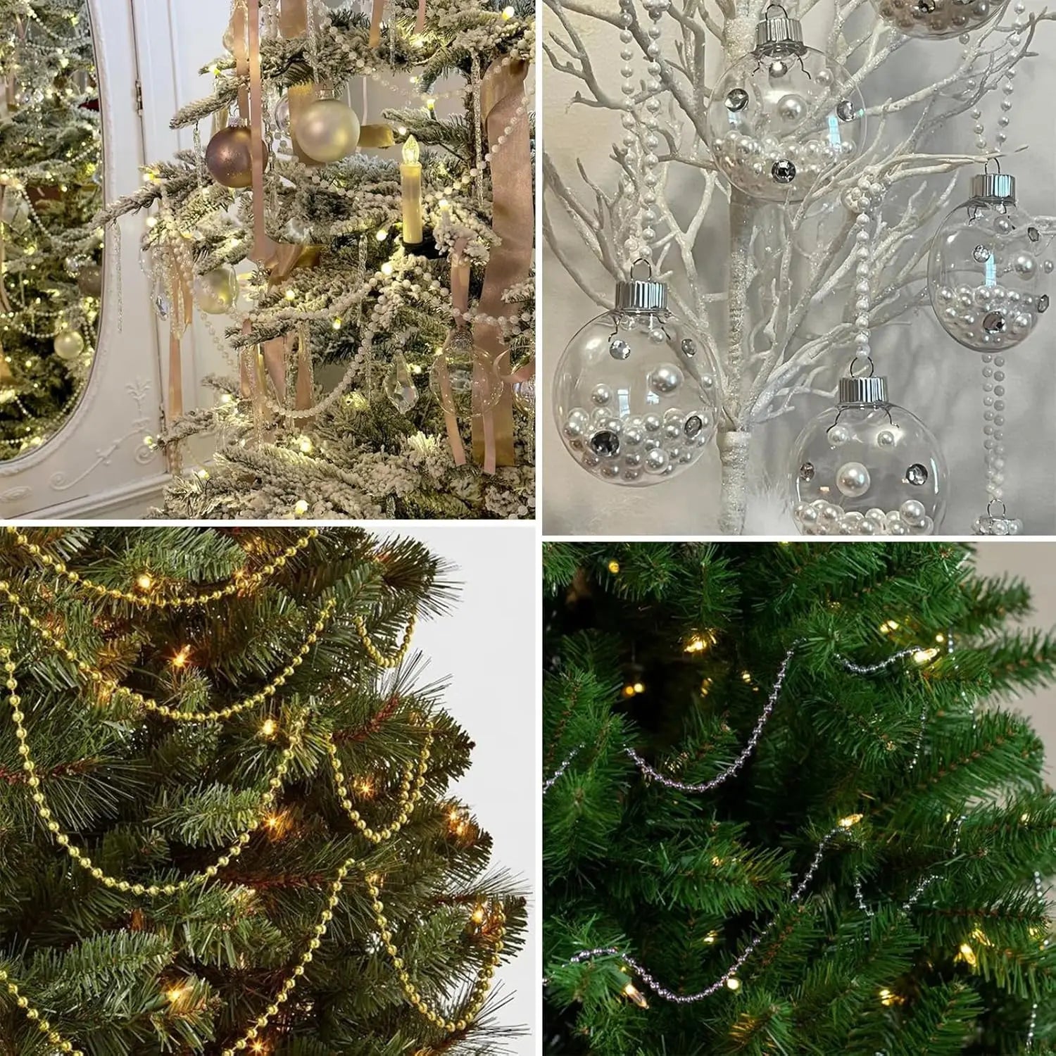 25M 6MM Bead Ball Chain Craft Pearls String Faux Pearl Garland Spool Roll Strand Wedding Party Christmas Tree Decorations Oasis Select