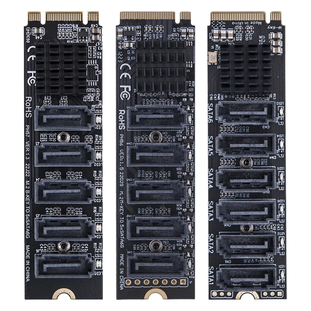 M.2 M-Key to SATA 3.0 Riser Card – 5/6 Port PCIe Adapter PCIe Riser Card Oasis Select
