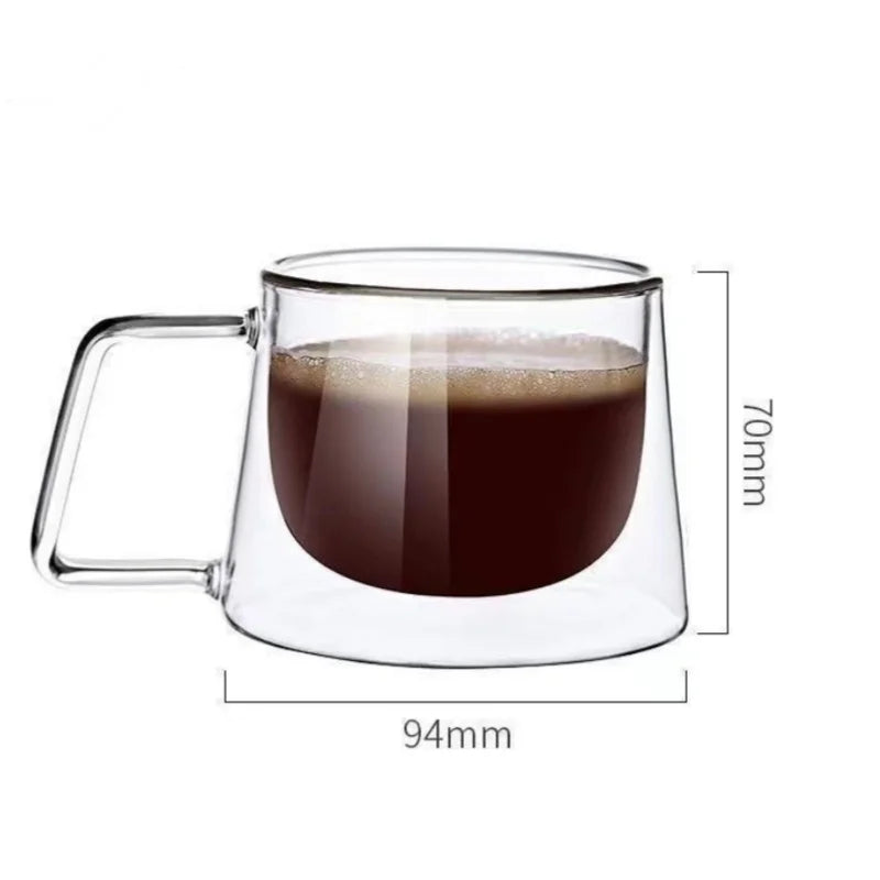1/2PCS Double Wall Glass Coffee Mug Heat Resistant Tea Milk Juice Coffee Water Espresso Cup Thermo Insulated Cup for Household Oasis Select
