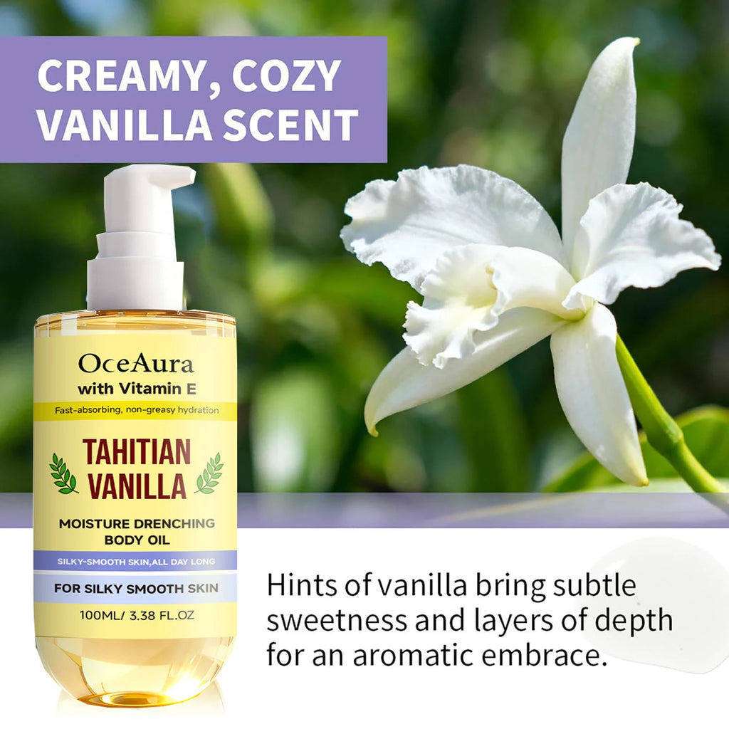 Tahitian Vanilla Body Oil 100ml – Vitamin E Moisturizer