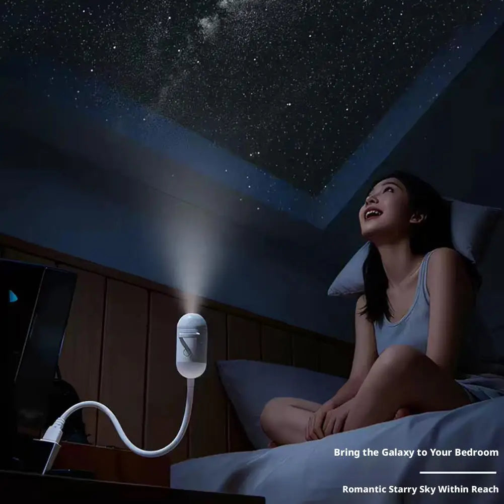 2-in-1 Galaxy Starry Sky Projector Portable 360° Rotate Mini LED Night Light Atmosphere Decor for Bedroom Home Party Oasis Select