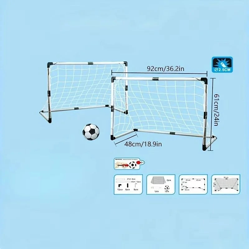1 set Folding Soccer Goal Door Frame, Portable Indoor/Outdoor Soccer Net,Detachable Training Equipment, PP Material, Soccer Ball Oasis Select 1pc white