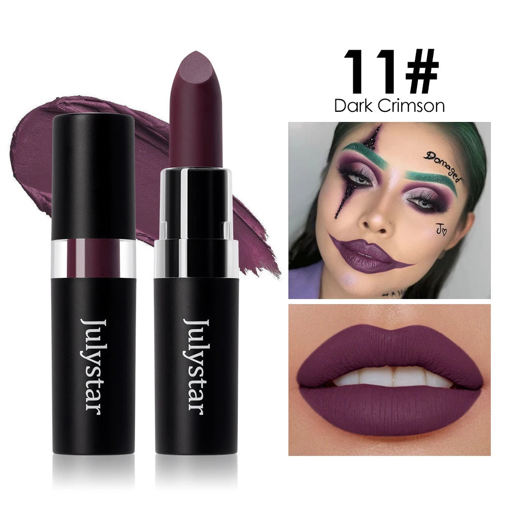 Matte Lipsticks 12 Colors Waterproof Long Lasting Lip Stain Non-stick Cup Sexy Red Black Lipstick Pigment Lip Cosmetics Oasis Select 11
