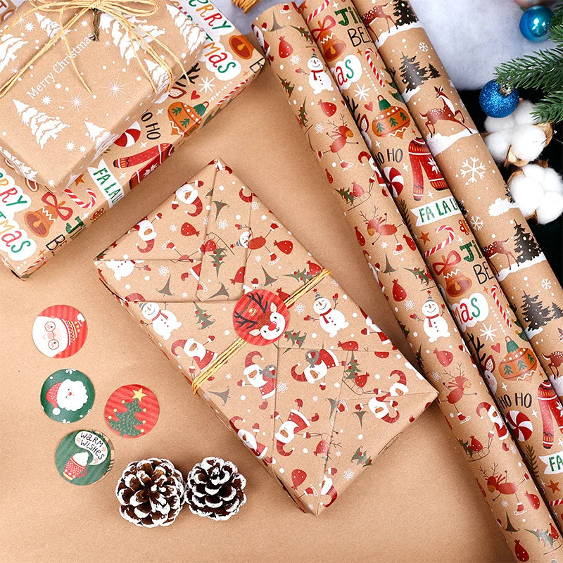 50x70cm Xmas Gift Paper Recyclable Kraft Wrapping Paper Christmas Wrapping Paper Sturdy For Wedding Winter Holiday Christmas Oasis Select