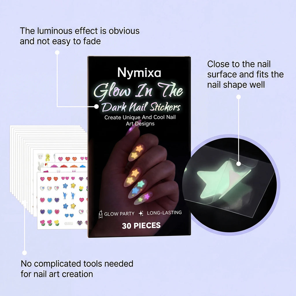 Nymixa Glow In The Dark Nail Polish – 5 Neon Fluorescent Colors Nail Polish Set Oasis Select