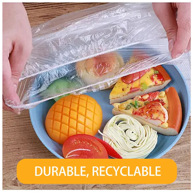 1200pcs Disposable Plastic Wrap | Elastic Cover Film for Fruits,Vegetables,Plates, Bowls-Durable, Ideal for Kitchen,Picnics,BBQs Oasis Select