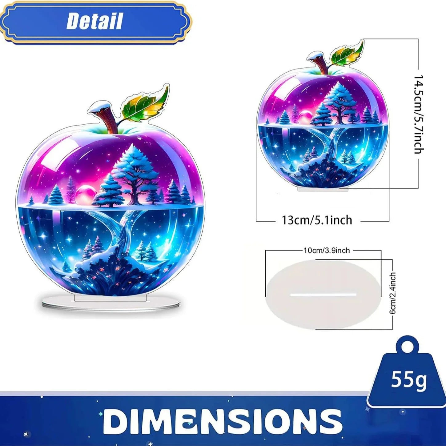 Crystal Apple Figurine Paperweight, Clear Apple Collectible Figurines Crafts, Home Office Handmade Statue Ornament Decoration Oasis Select style9