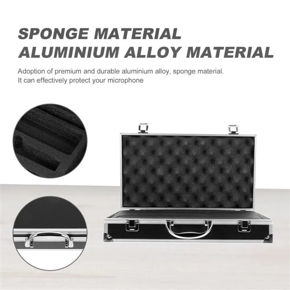 Portable Microphone Carrying Case Hard Shell Sponge Compartment Karaoke Storage Case Impact Resistant Mic Organizer Oasis Select