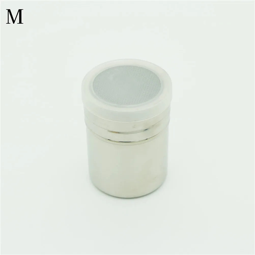 Stainless Steel Sprinkle Powder Icing Sugar Cocoa Sugar Chocolate Flour Duster Shaker Tool Seasoning Bottle For Spices Oasis Select medium