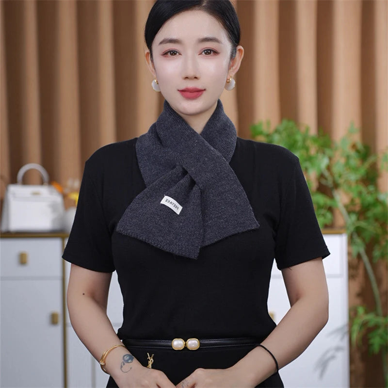 Women's Winter Knit Crossover Scarf – Warm Neck Collar