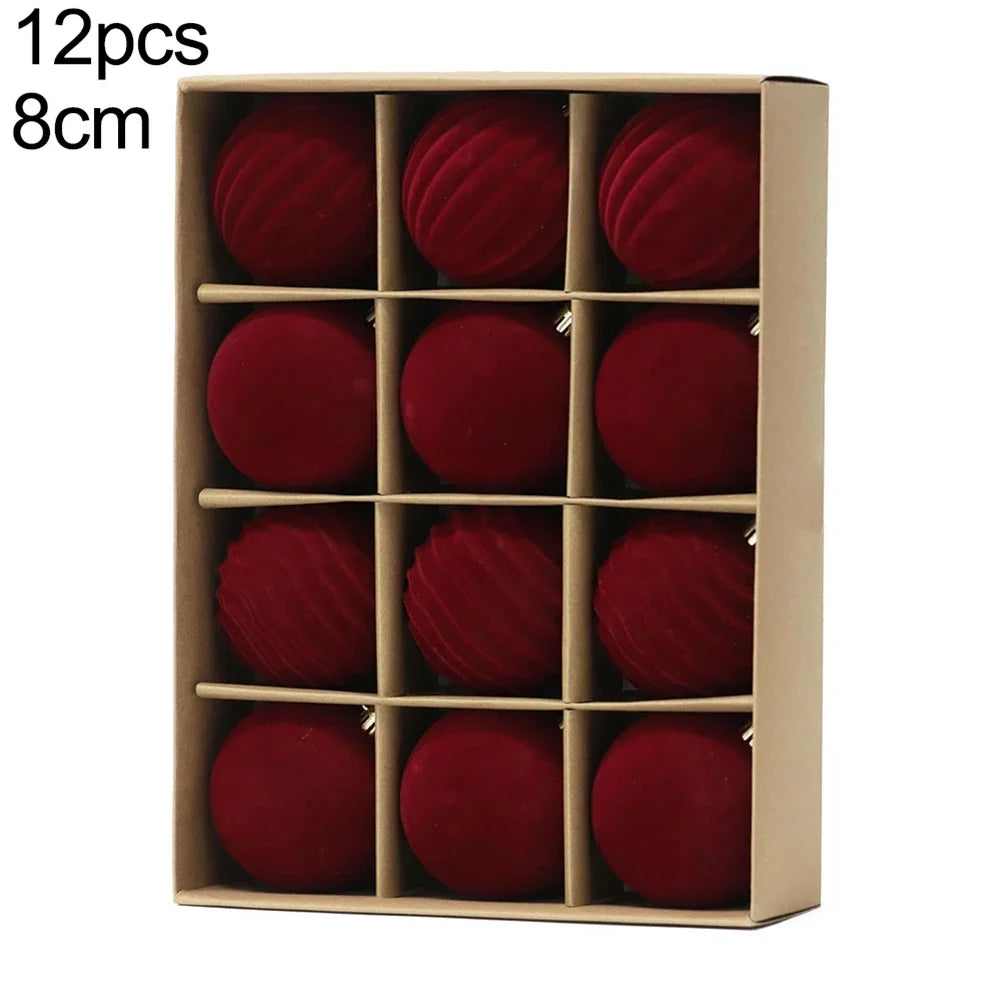 12-Pack DIY Christmas Ball Set Designed For Christmas Tree Decoration 6cm/8cm Christmas Ornaments For Xmas Trees Home Decor Oasis Select 8cm Wine red China Mainland