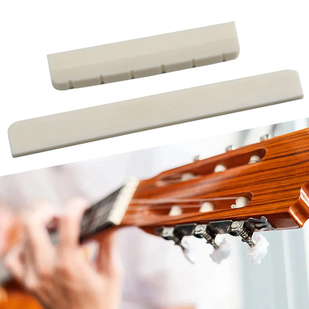 6 String Bone Guitar Bridge Saddle Nut White Bone Bridge Replacement Parts 80mm 52mm Real Bone Guitar Nut Saddle Bass For Music Oasis Select