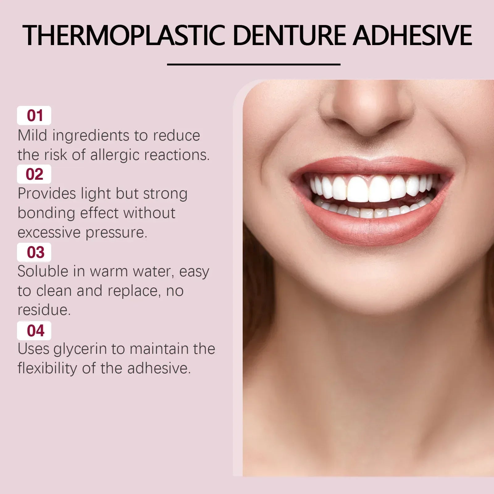 Thermoplastic Denture Adhesive Long-lasting Fixing Improve Comfort Oasis Select
