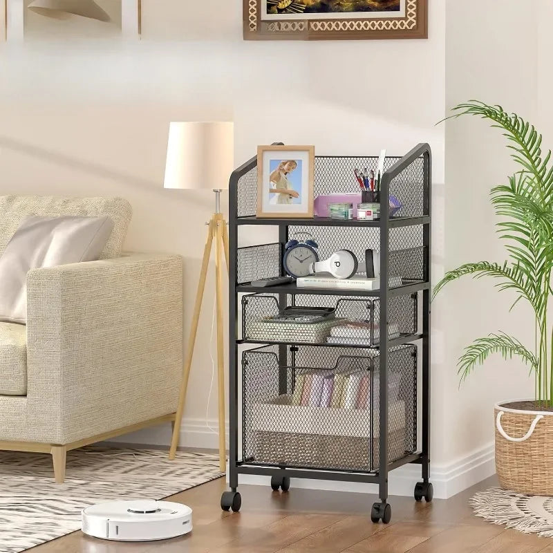 Multi-functional Household Goods Wrought Iron Multi-layer Rack Trolley Office Document Storage Rack Floor Snack Trolley Oasis Select