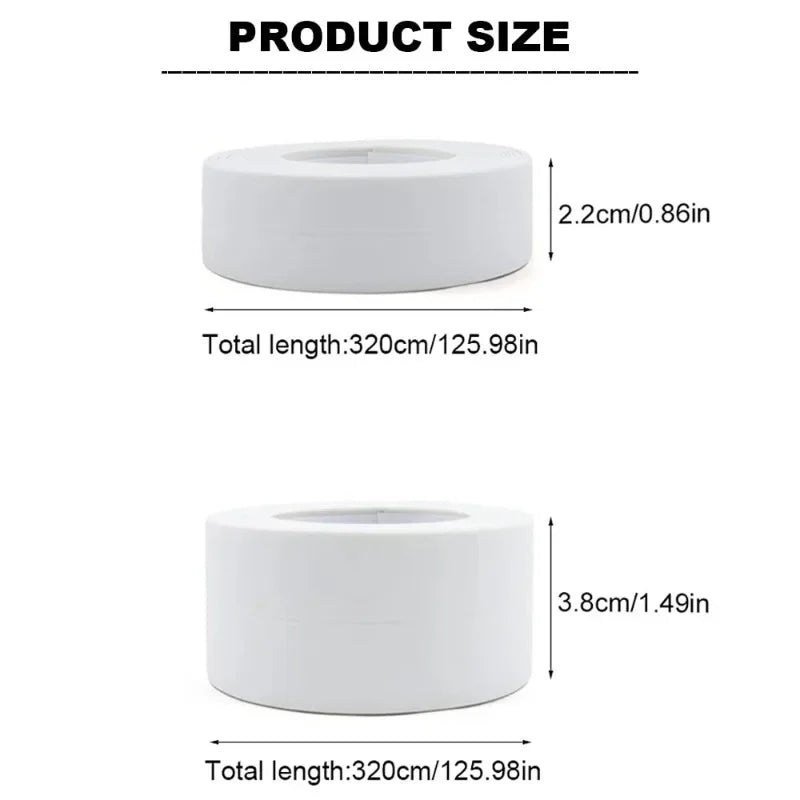 Self Adhesive PVC Sealing Strip Tape for Bath Toilet Kitchen Caulk Tape Waterproof Wall Sticker White Mold Proof Tapes Oasis Select