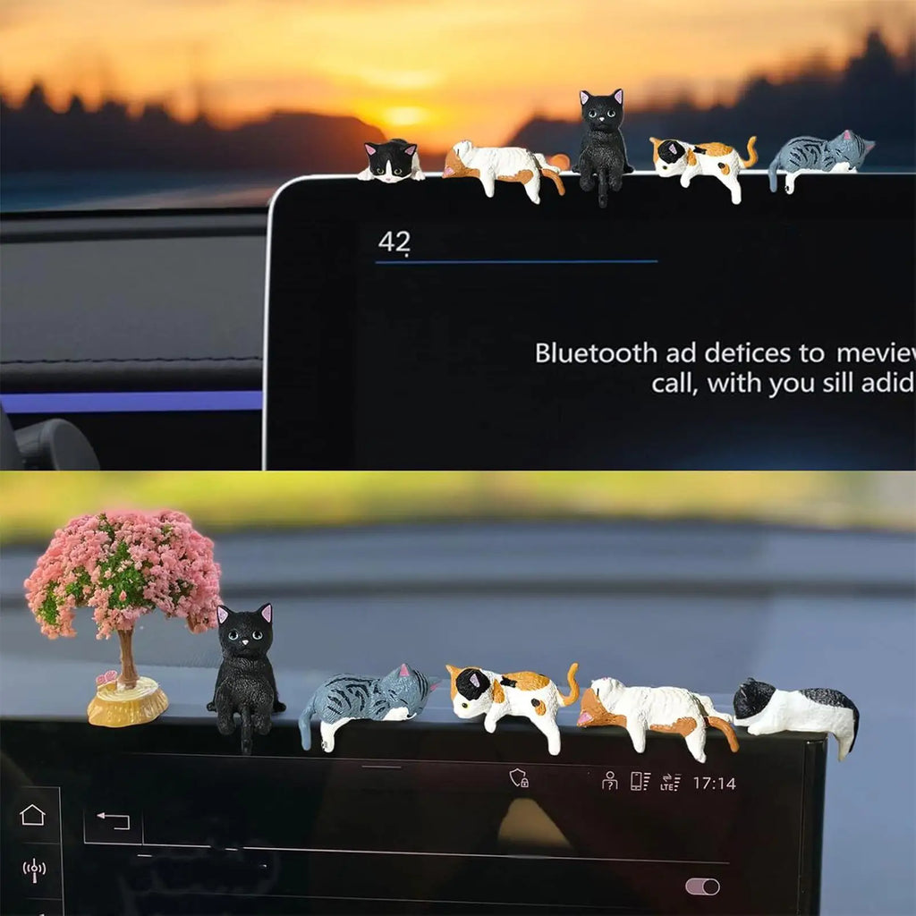 Cat Figure 5Pcs Mini Cute Cat Ornaments Kitten Figurines for Gift Home Decor Car Interior Desktop Model Garden Accessories Oasis Select