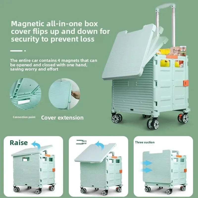 Multi-functional Shopping cart trolley upgraded magnetic box cover retractable folding trolley Oasis Select
