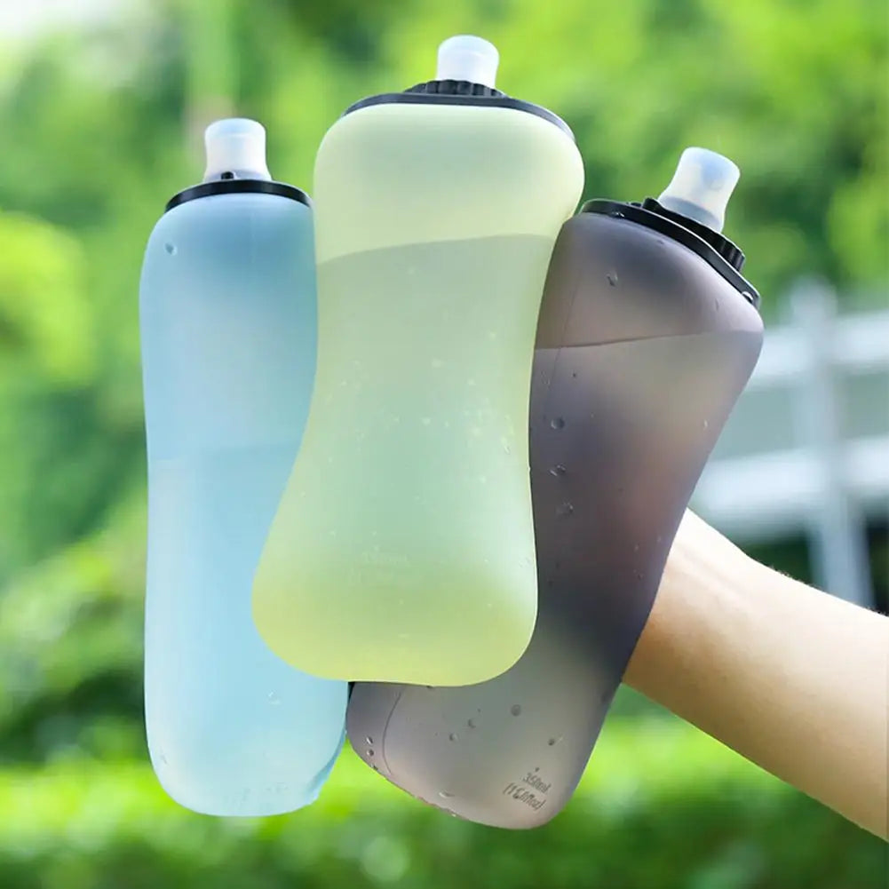 Foldable Wrist Water Bottle 12oz/350ml Hands-Free Silicone Sports Bottle BPA-Free Leakproof Running/Cycling/Climbing Hydration Oasis Select