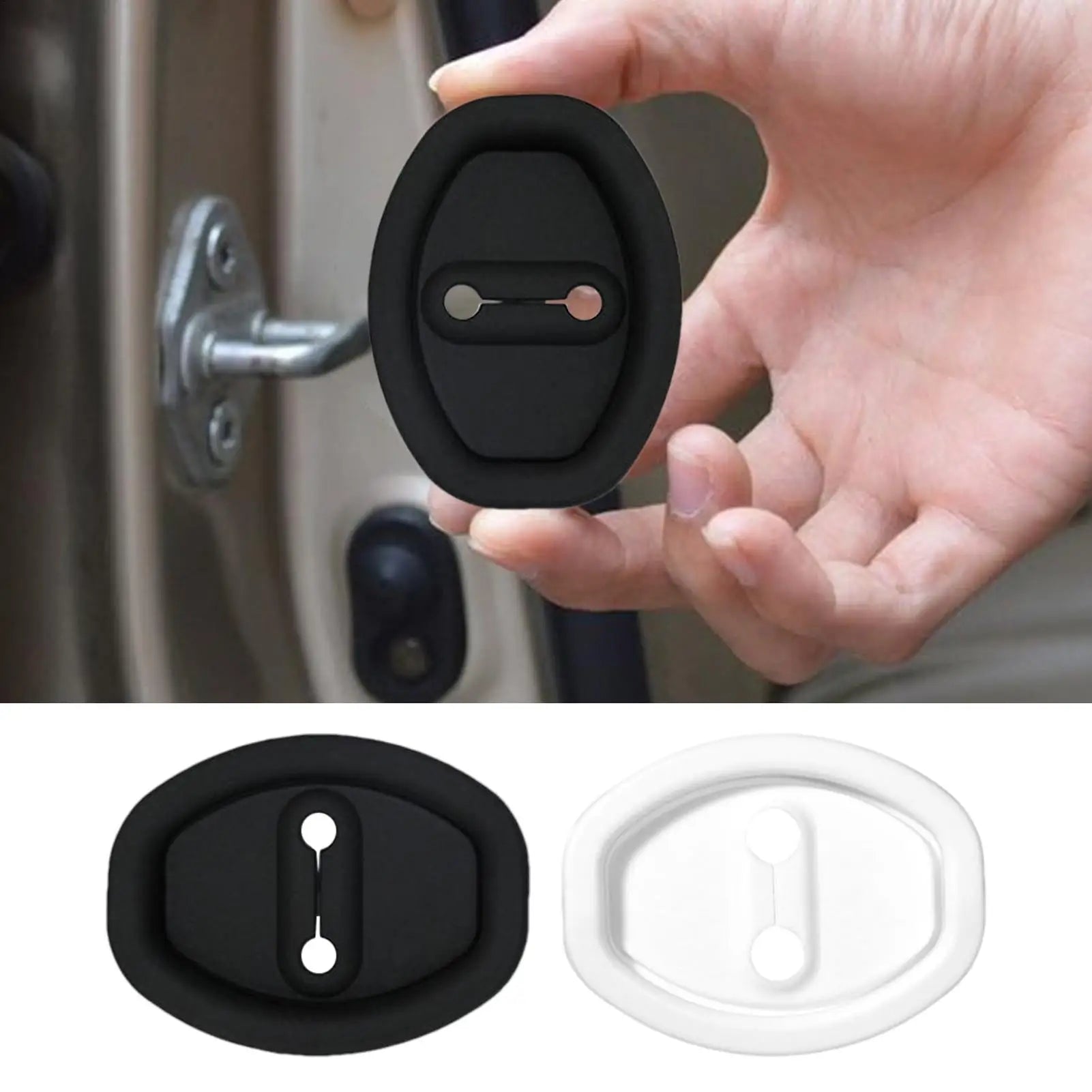 Car Door Latch Silicone Pad 4pcs Door Lock Cover Adhesive Latch Protector for Car All-Round Protective Vehicle Latch Cover Oasis Select