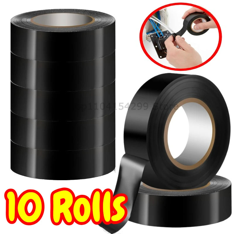 6/10m High-temperature Insulation Tape Resistant Black Flame Retardant Electrical Tape Insulating Adhesive for Industrial Househ Oasis Select 10Rolls 16mm 10M