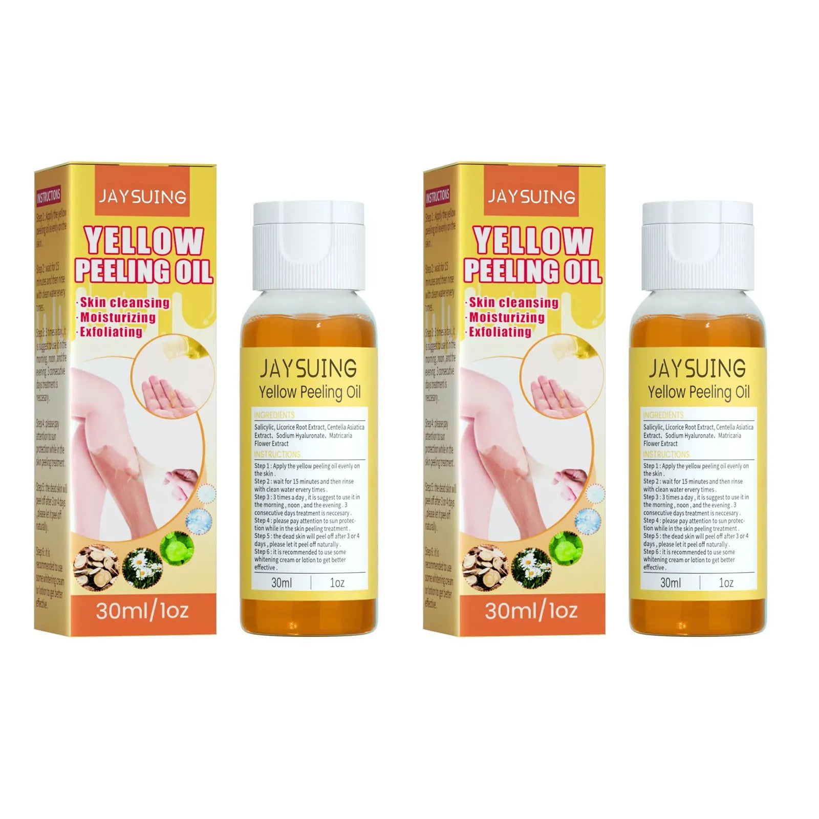 Jaysuing Yellow Peeling Oil – Brighten & Exfoliate Face & Body Exfoliating Peeling Oil Oasis Select 2x30ml boxed
