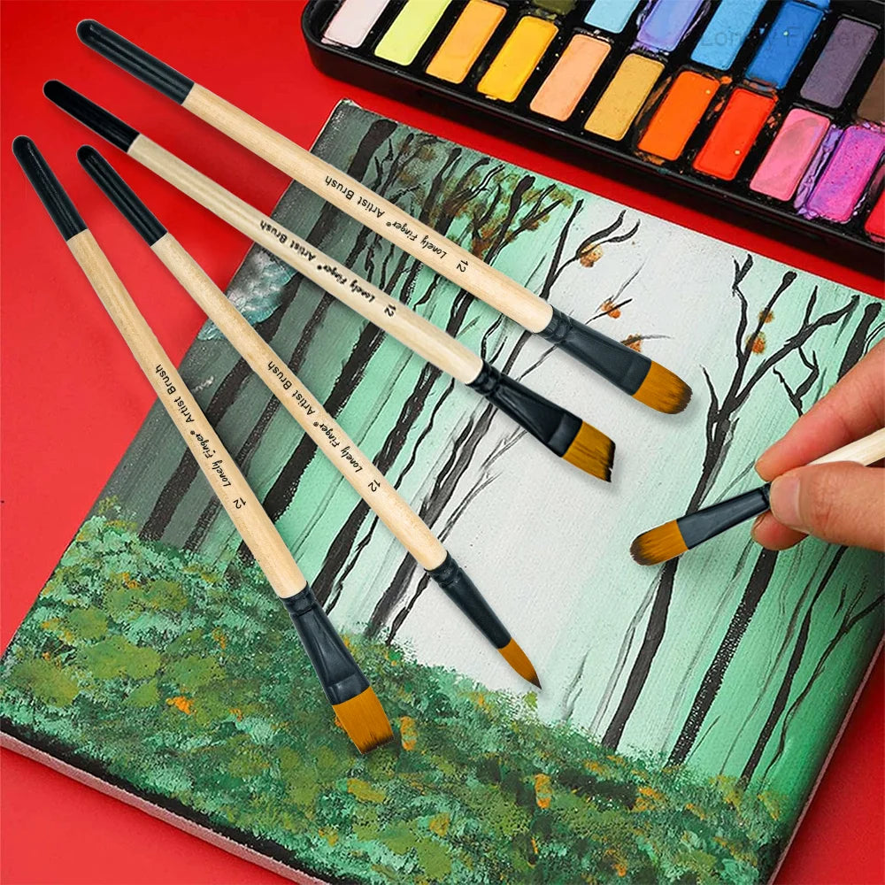 6pcs Paint Brushes Set, Artist Brush for Acrylic Oil Watercolor Gouache Artist Professional Painting with Synthetic Nylon Oasis Select
