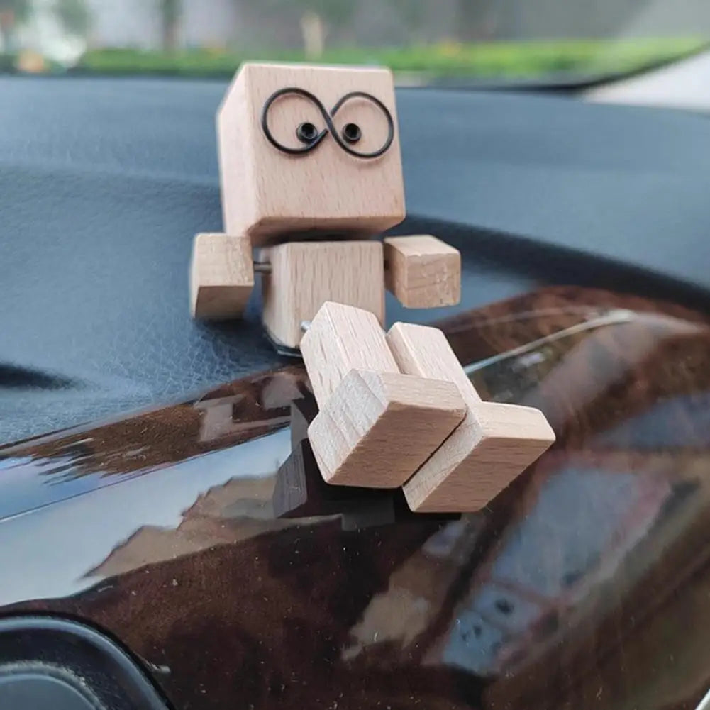 Wooden Leg-Shaking Car Dashboard Figurine & Aromatherapy Decor
