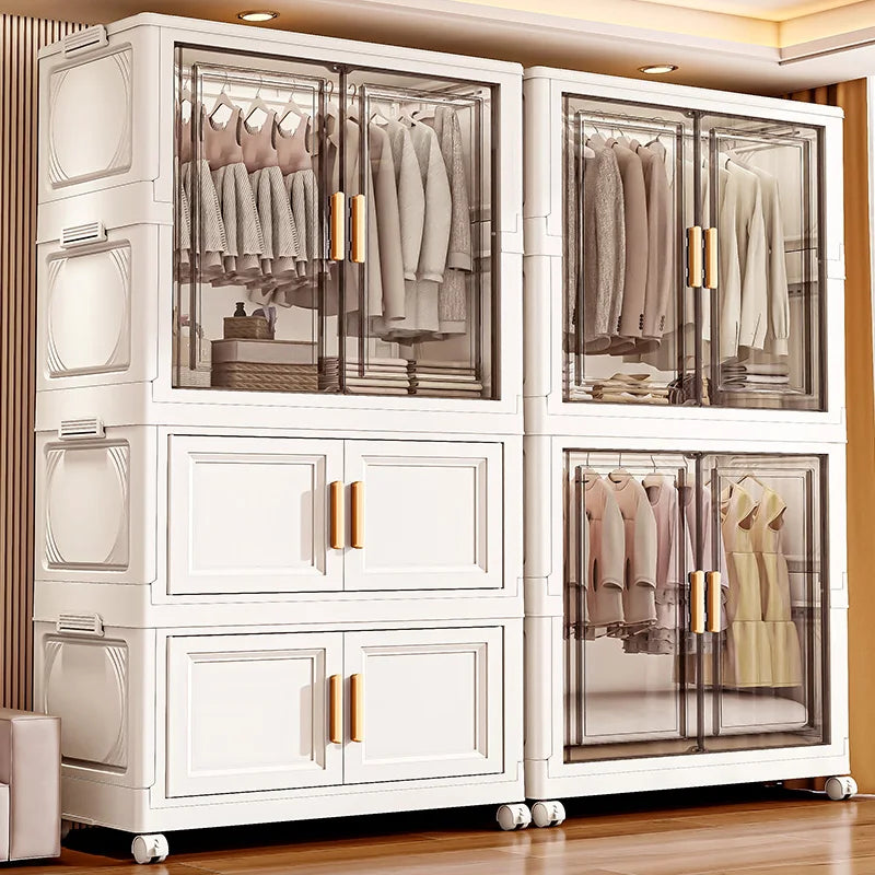 Foldable plastic storage box, simple wardrobe for home bedroom closet toy storage cabinet, no installation required Oasis Select