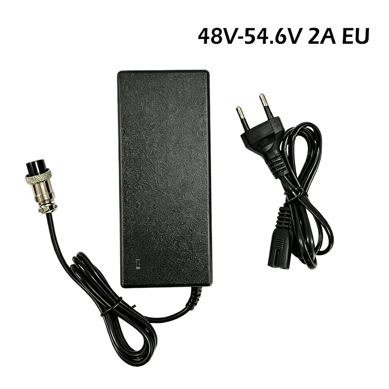 48V 54.6V 2A Lithium Battery Charger With 12mm-3pin Connector For Kugoo M4/M4 Pro,Smartgyro Speedway, Urbetter,Hitway H5/H5 Pro Oasis Select 48V 54.6V 2A EU