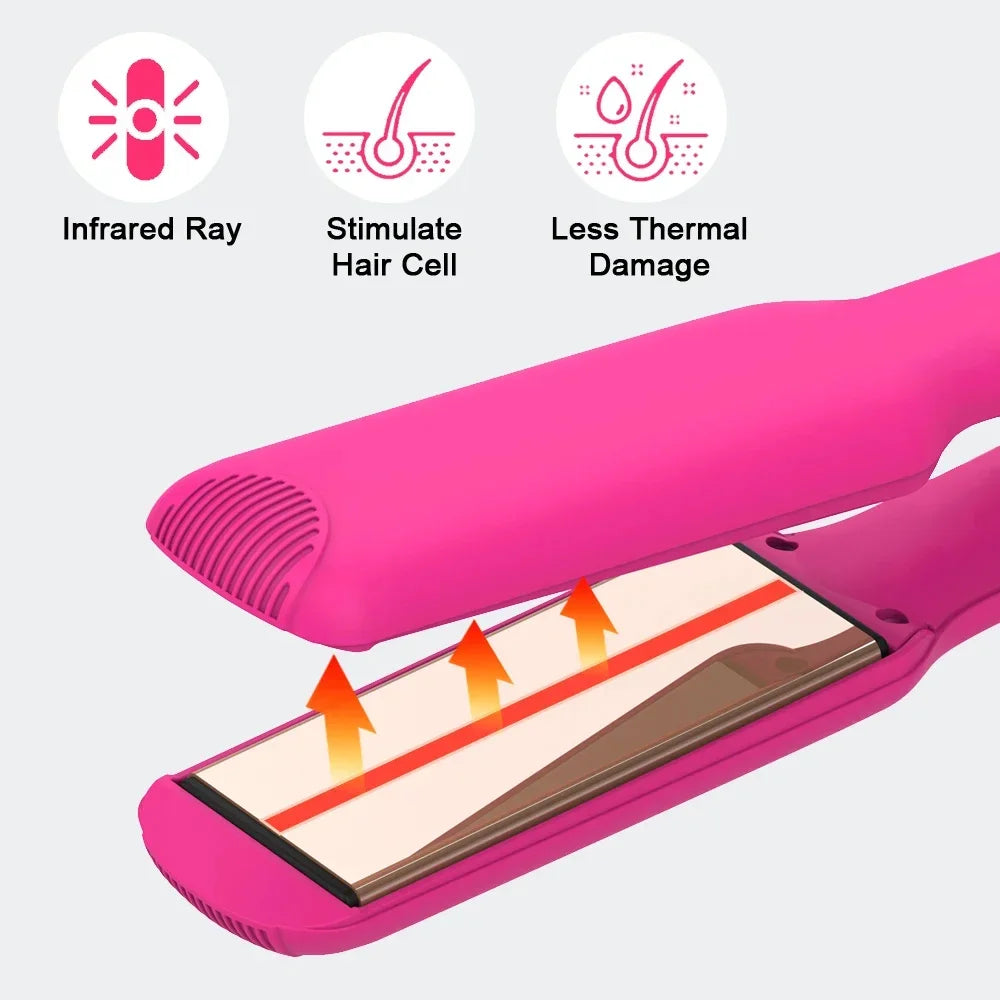URGGU Pink Titanium Flat Iron – 2-in-1 Hair Straightener & Curler