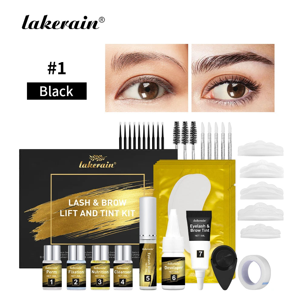 Lash Lift and Black Color Tint Kit Brow Lamination Kit Eyelash Perm Long Lasting Beauty Salon Home Easy to Use Eyes Makeup Tools Oasis Select Black