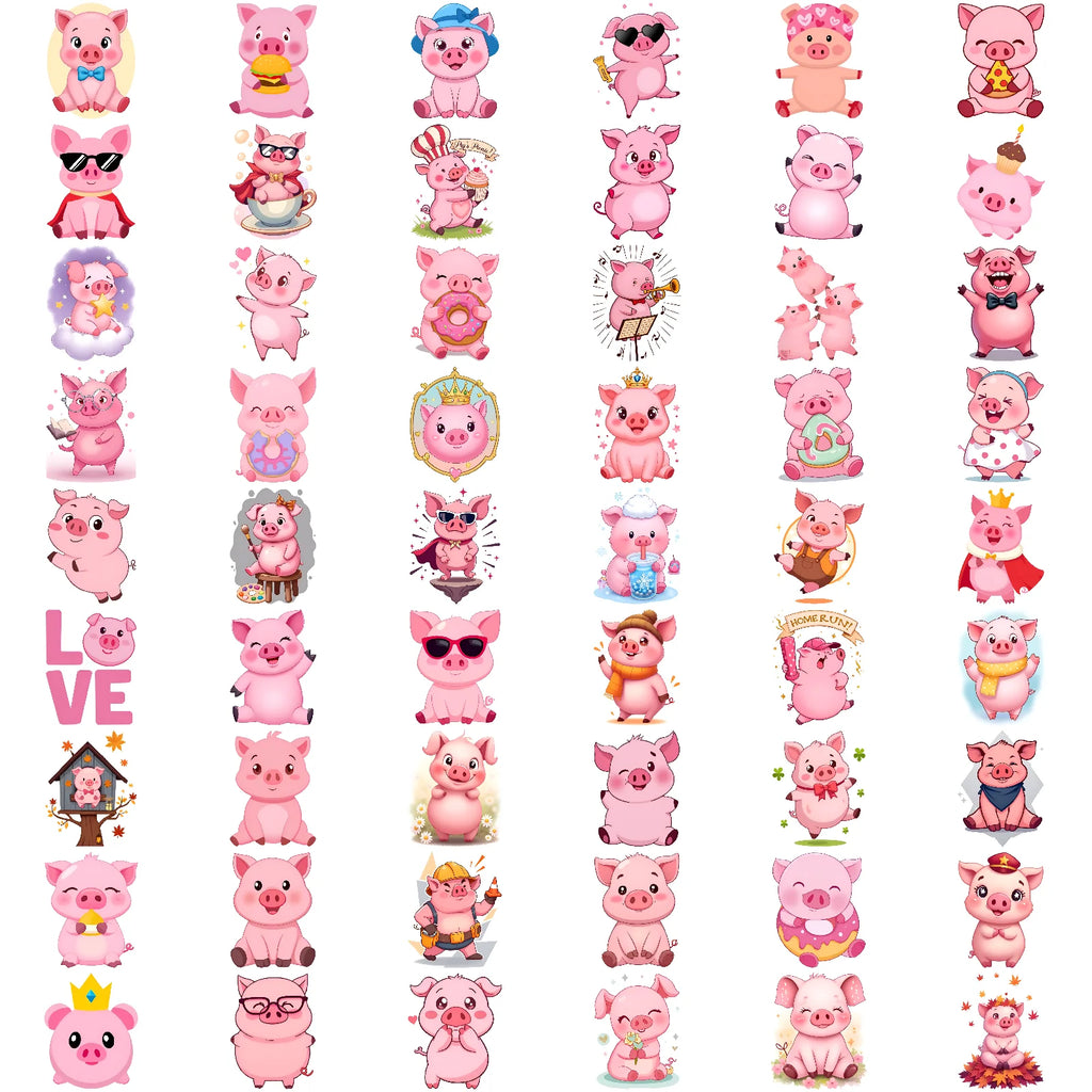 54pcs Cute Pig Temporary Tattoo Stickers – Waterproof 3D