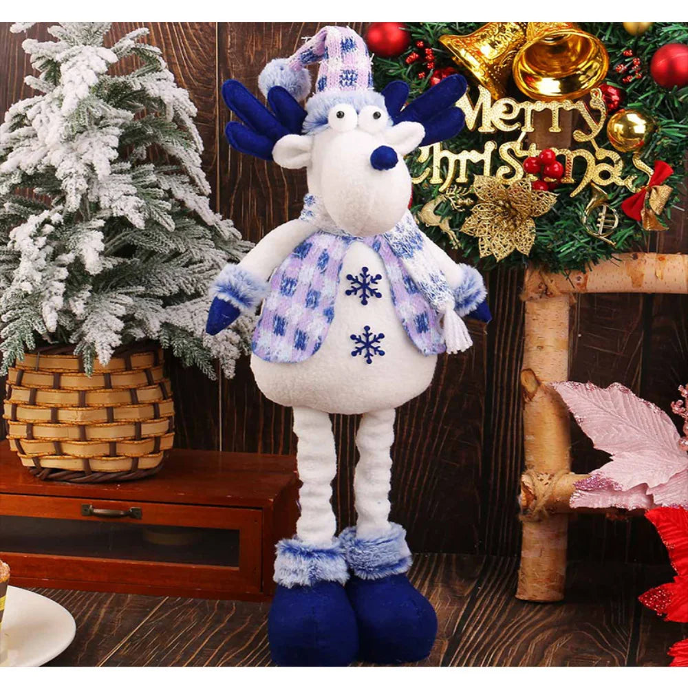 Blue Santa Reindeer Christmas Tree Snowman Ornaments Creative Stretchable Plush Toy Hanging Decorations Oasis Select