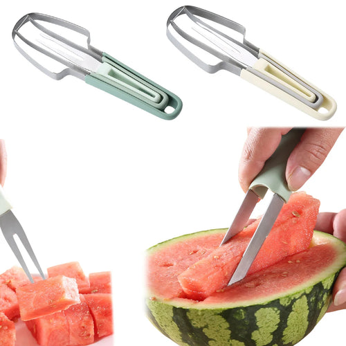 3-in-1 Watermelon Fork Slicer Cutter Watermelon Cutter Slicer Fork Set Stainless Steel Watermelon Cutter Slicer Tool for Camping Oasis Select
