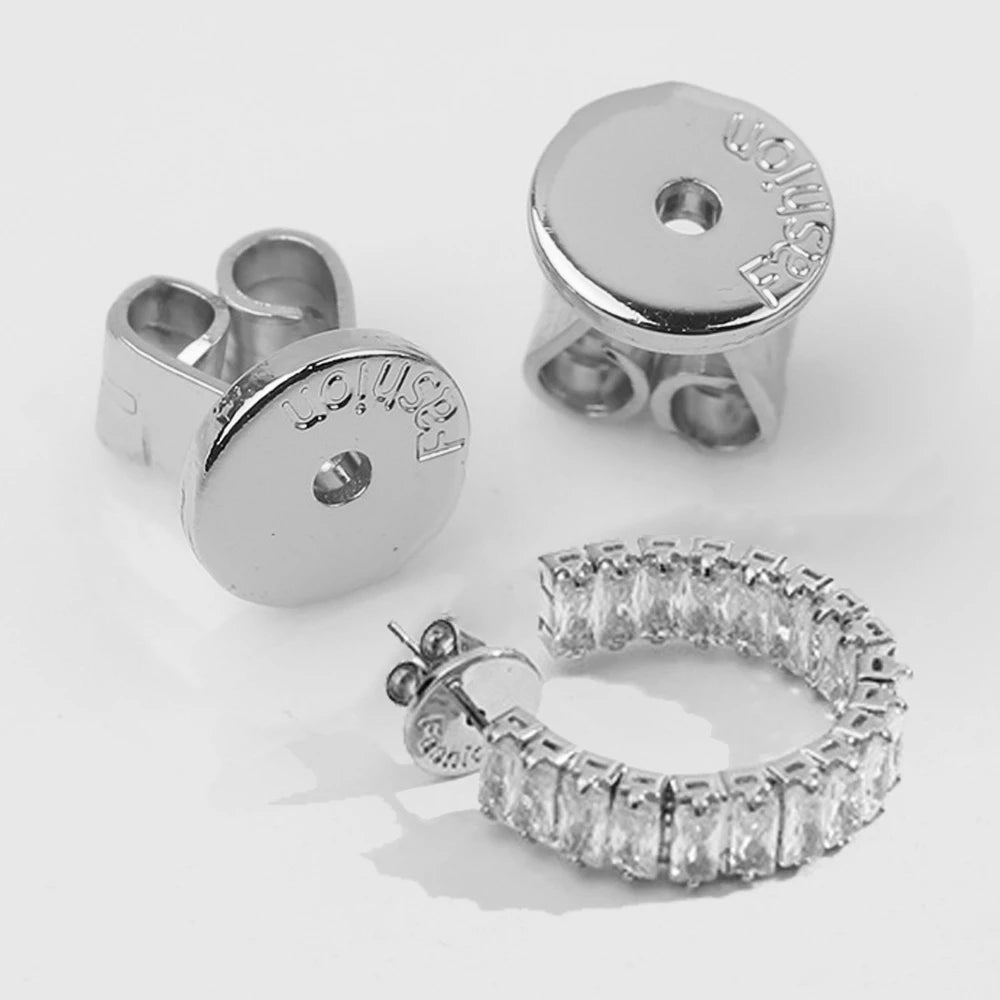 5Pairs 6/8mm Secure Spring Locking Earring Backs Replacements 18K White Gold Plated for DIY Heavy Dangle Earring Posts Jewelry Oasis Select