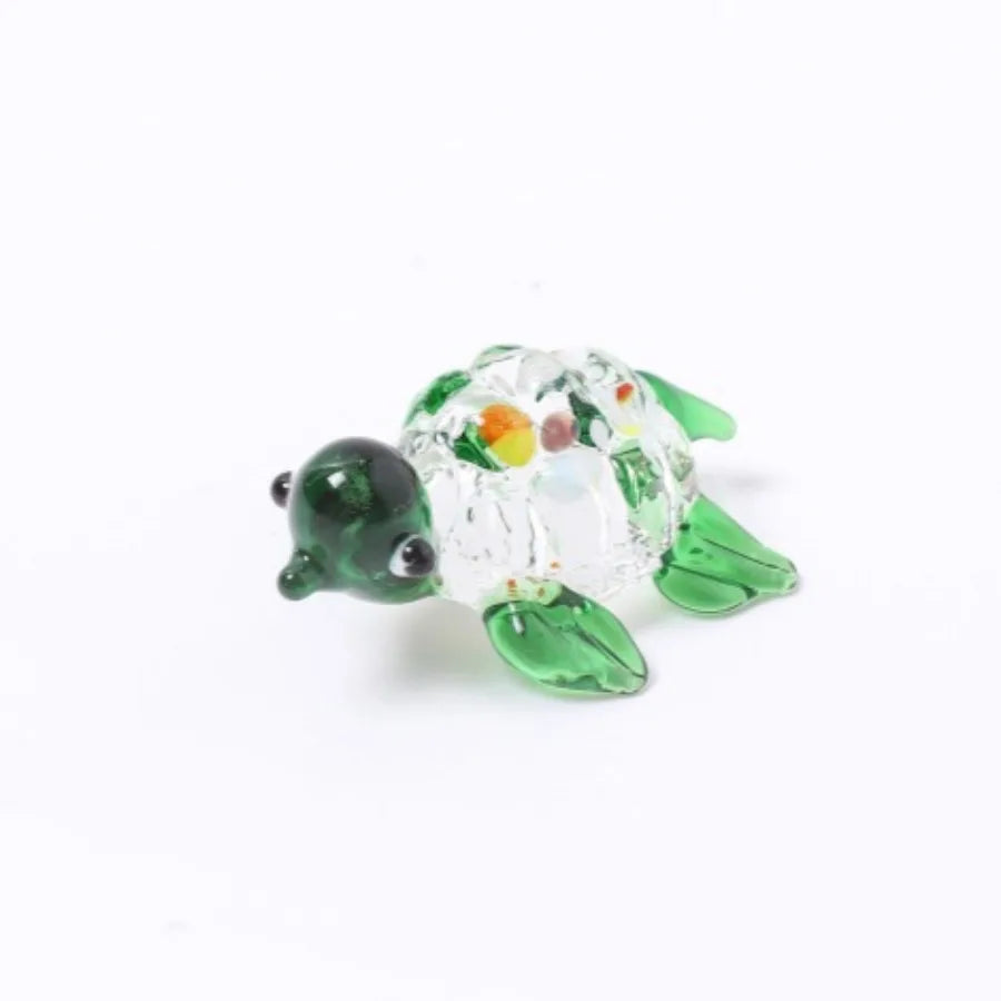 Cute Glass Turtle Miniature Figurine Japan Style Cartoon Sea Animal Ornaments Aquarium Fish Tank Kawaii Decor Accessories Oasis Select green