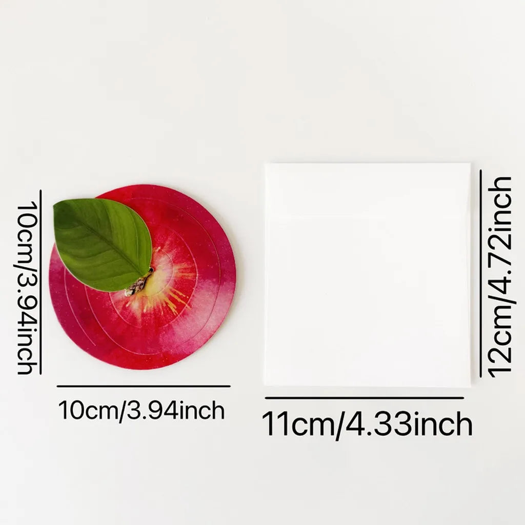 3D Fruit Shaped Greeting Card | Ink-Wash Folding Card & Envelope