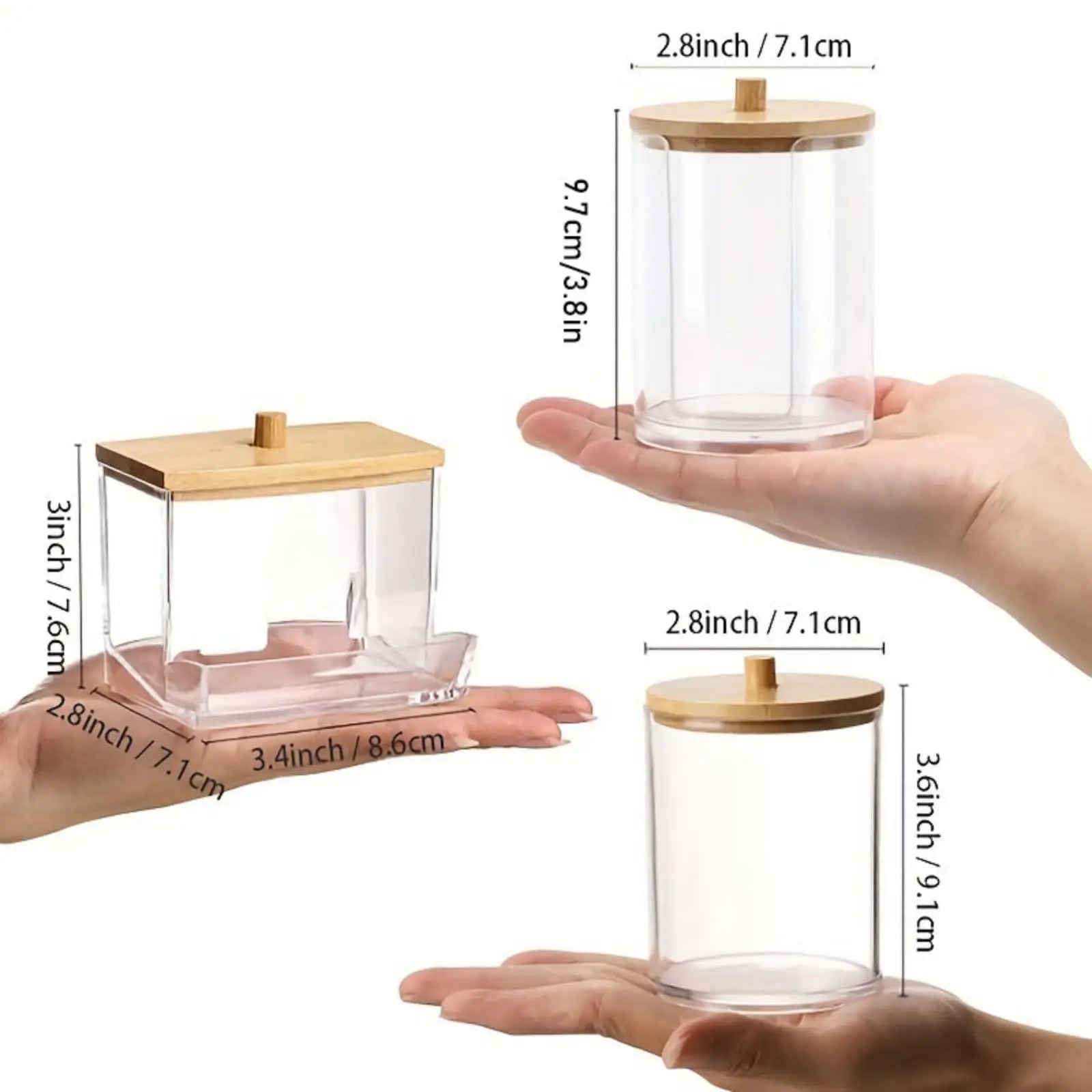 4 Pack Cotton Swab Holder Dispenser, Apothecary Jars Restroom Bathroom Containers for Floss, Cotton Ball, Cotton Swab Oasis Select