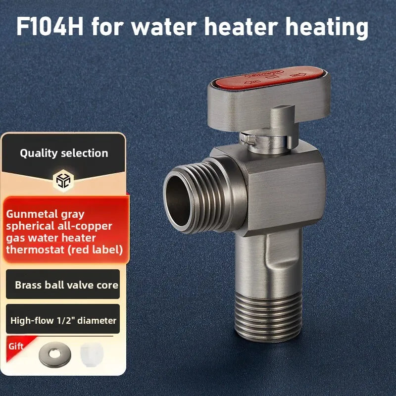 Brass High Flow Ball Valve Fully Open Ball Core Angle Valve Gas Water Heater Hot and Cold Universal 4 Points 6 Points Oasis Select 4point gun gray red 1pcs