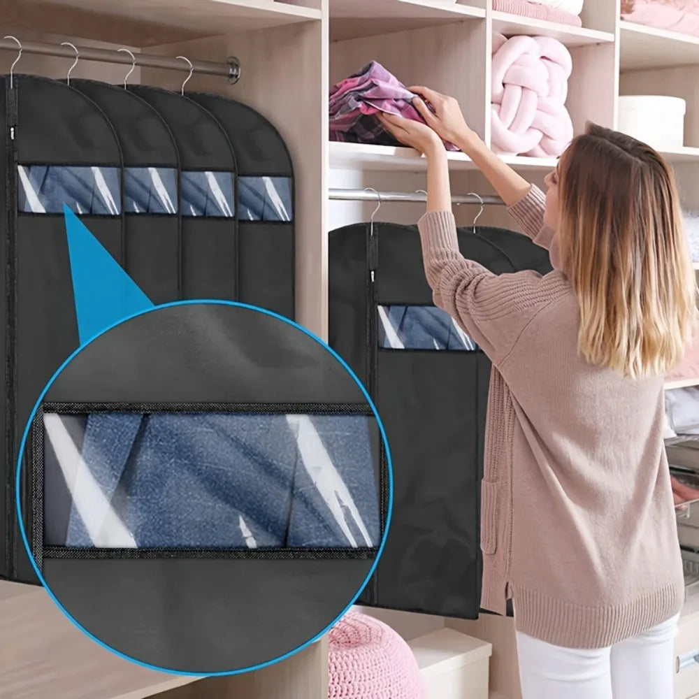 Garment Bags with Clear Window, Heavy Duty Suit Cover Protectors, Unfinished Finish, for Travel & Storage Clothing Dust Cover Oasis Select