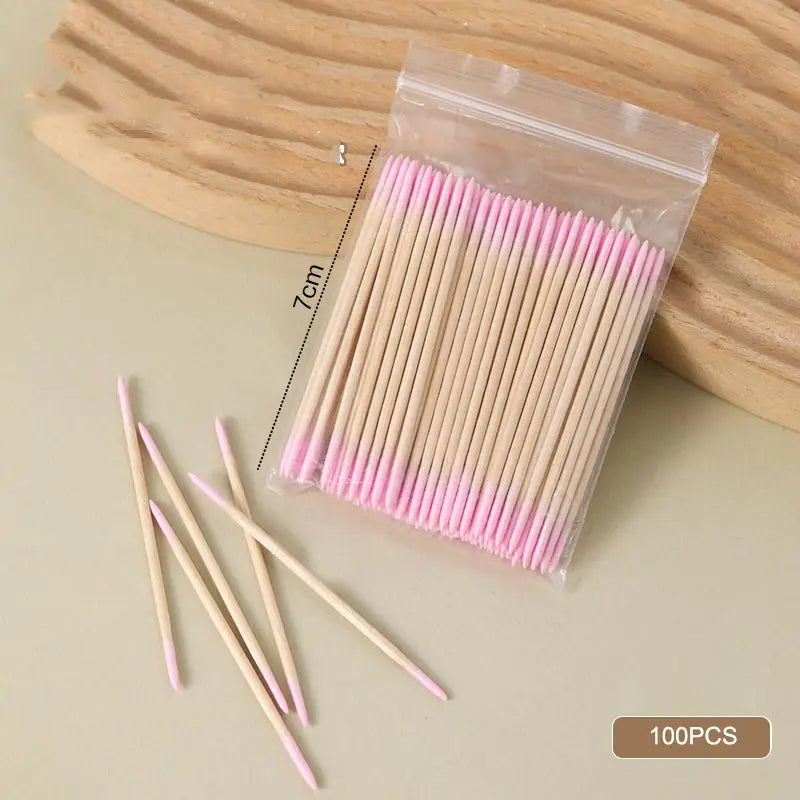 100pcs Micro Wood Cotton Swab Eyelash Extension Tools Tatoo Microblading Cleaning Wooden Sticks Cosmetic Cotton Brush Buds Tip Oasis Select WW-03