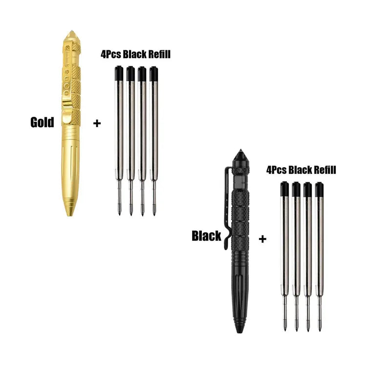 1/2pcs High Quality Metal Military Tactical Pen School Student Ballpoint Pens Emergency Glass Breaker Self Defense Supplies Oasis Select 2pcs mix plus refill 1