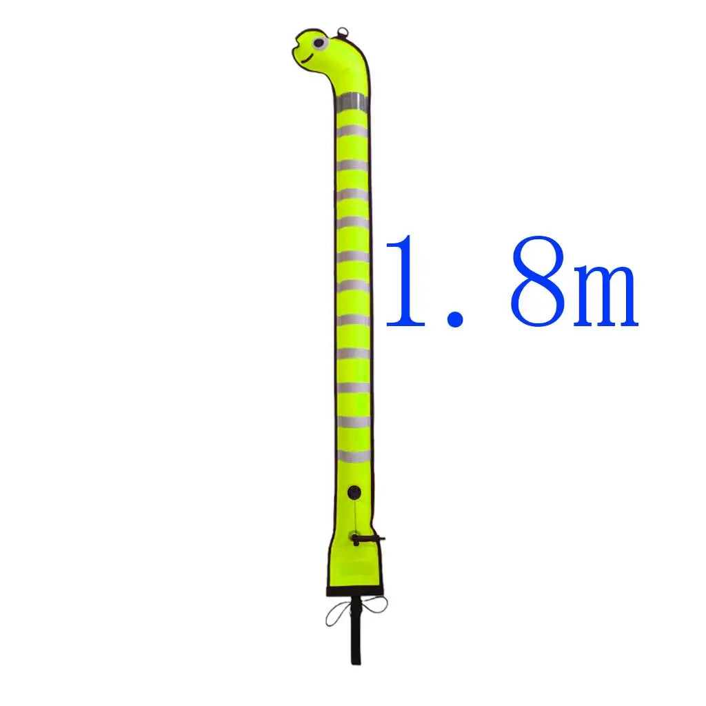 1.2m 1.5m 1.8m High-Visibility Dive Surface Marker Buoy Reflective Safety Moray Eel Sausage Marker with Reflective Strips Oasis Select Yellow180cm