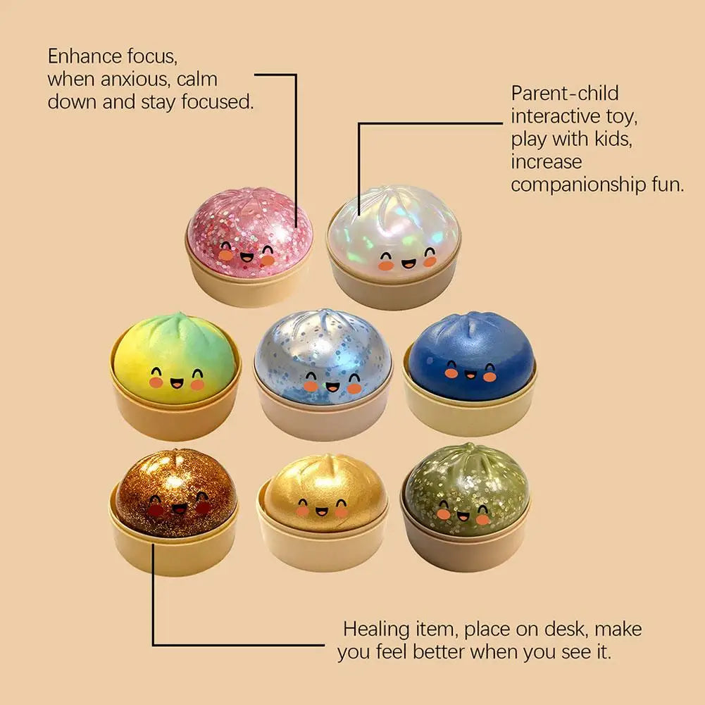 Shiny Flash Simulation Dumpling Bun Toy Pressure Ball, Slow Rebound Soft Pinch Decompression Toy, for Kids Adults Birthday Gifts Oasis Select