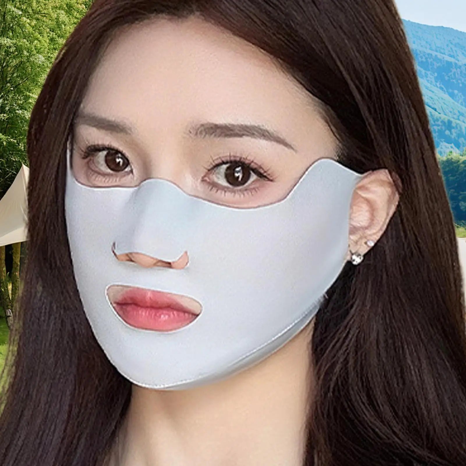 1PC UV Protection Face Mask Breathable Ice Silk Mask Washable Dustproof Sunscreen Mask Anti-UV Outdoor Riding Face Mask Oasis Select