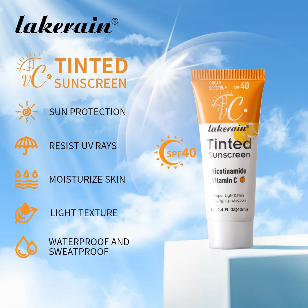 Tinted Moisturizing VC Sunscreen With SPF40 Skin Protection Refreshing Makeup Sunscreen Cream UV Anti-aging Resistance Sunscreen Oasis Select